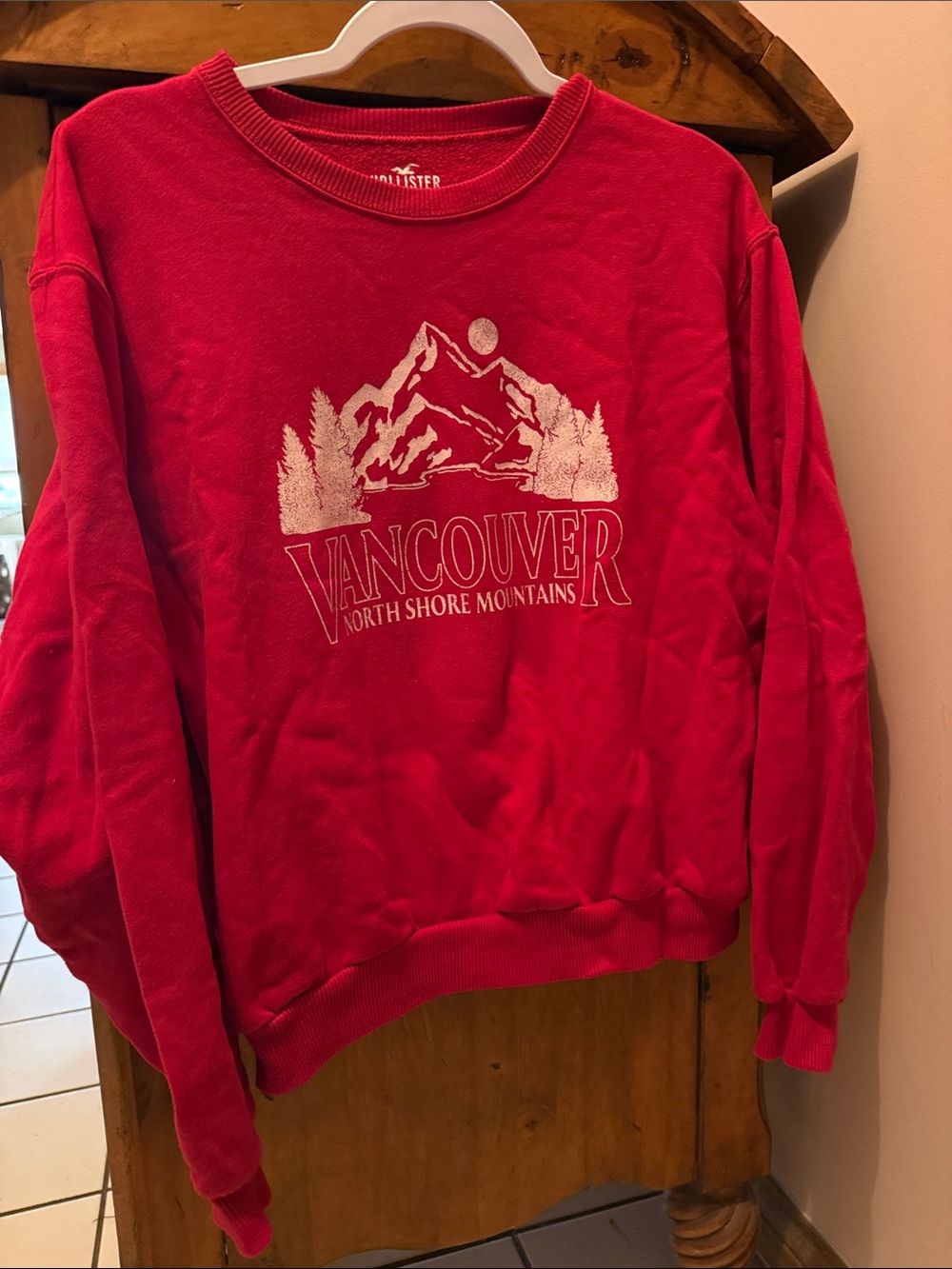 Hollister Red Crewneck Sweatshirt with White Logo